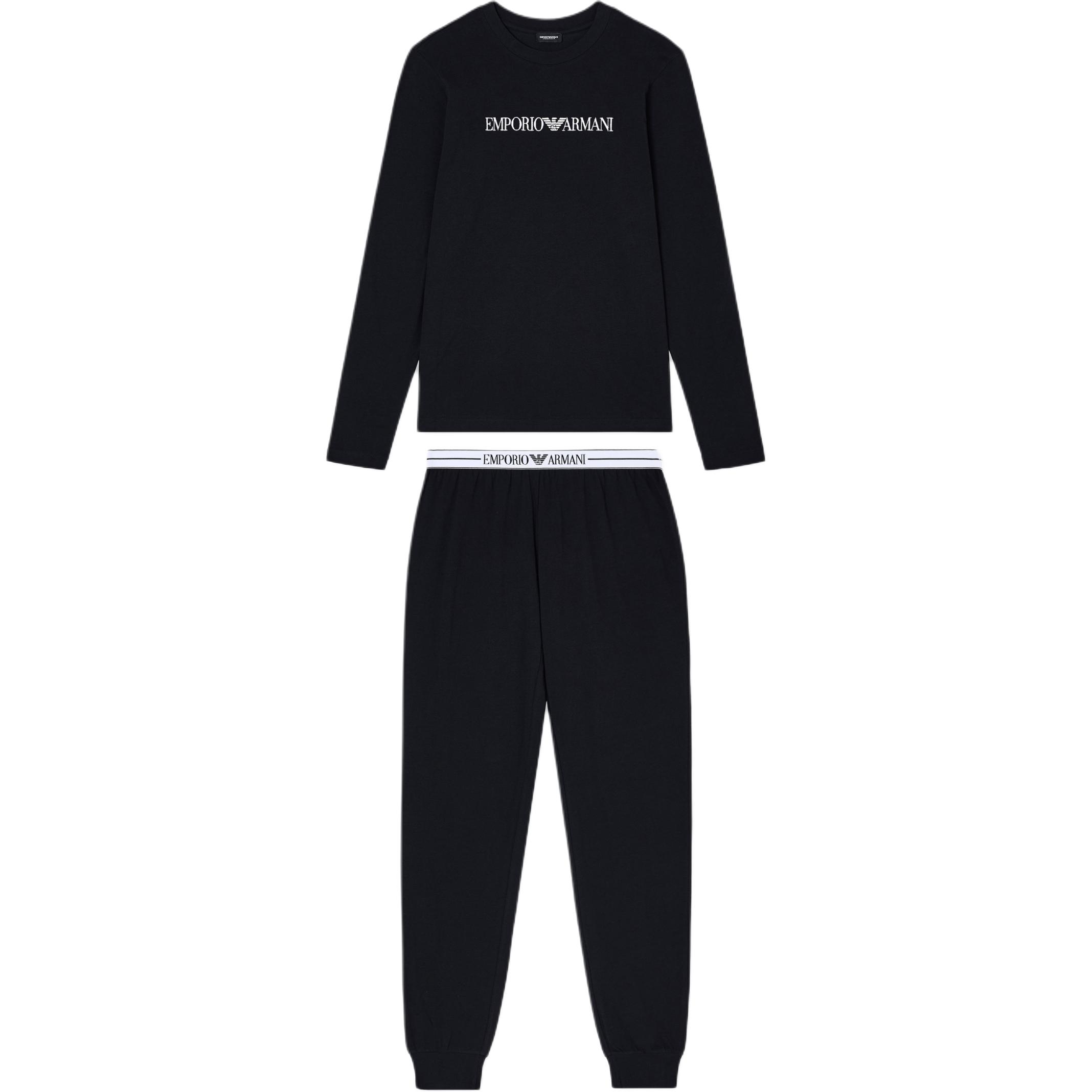 

Emporio Armani FW25 ASV Logo Organic Cotton Crew Neck Long Sleeve T-Shirt And Elastic Waist Long Pants Pajama Set Women pajamas EW001903-AF10881-UC003 XL