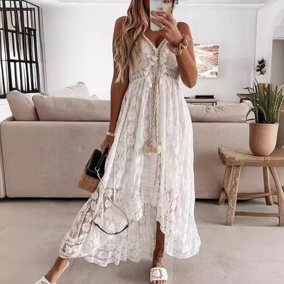 Summer New Lace Strappy Maxi Dress Evening Gown