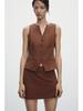 2025 Spring V-Neck Sleeveless Vest Top + A-Line Midi Skirt: European & American Style