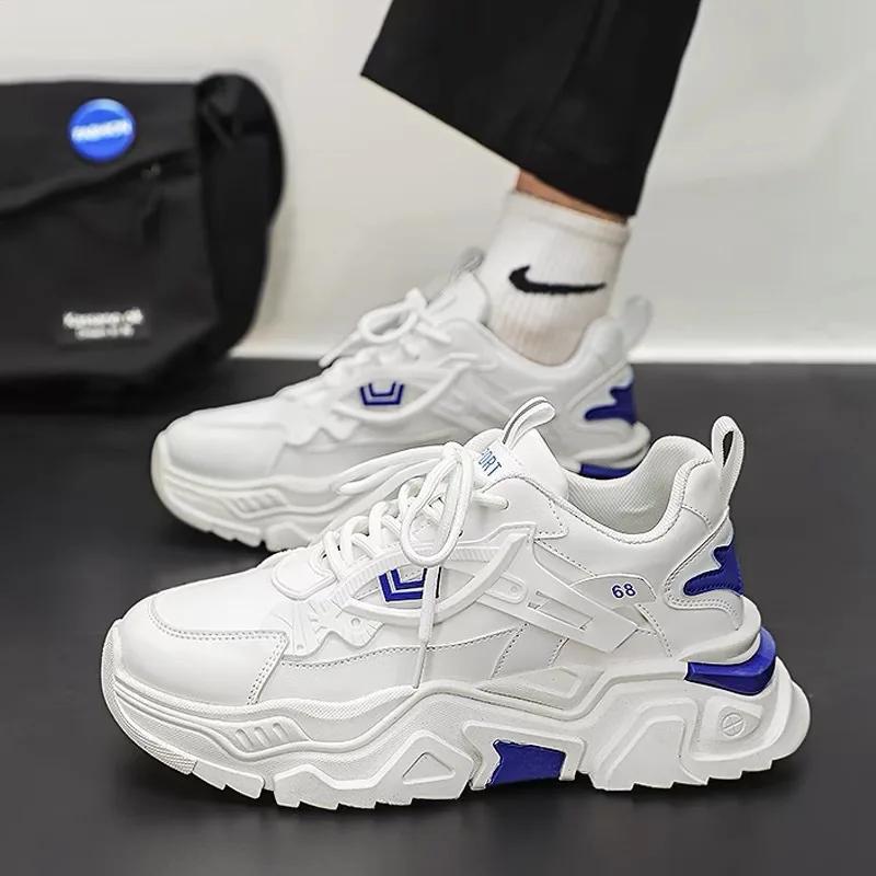 Autumn Men's Shoes New Breathable White Shoes Men's Trendy Sports Shoes Casual Running Dad Shoes