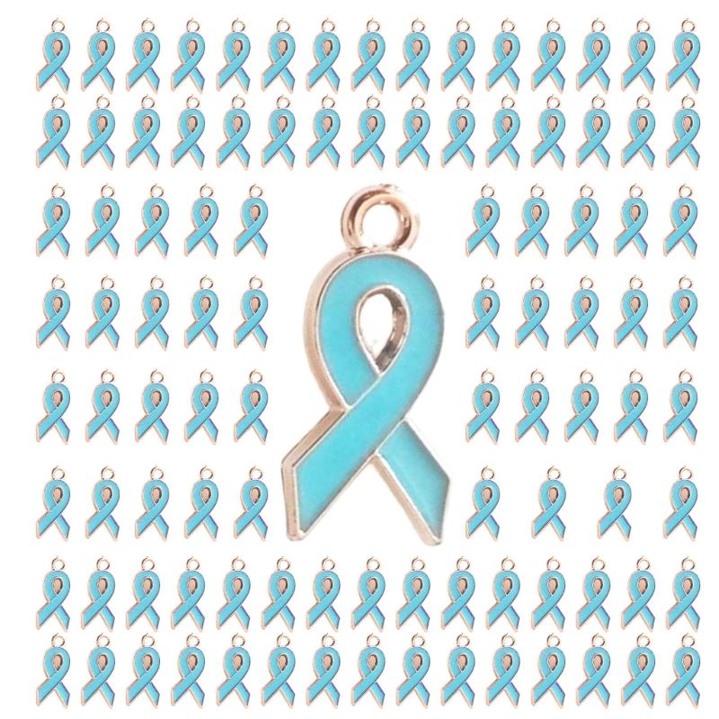 100Pack Heart Ribbon Accessor for DIY Jewelry Durable Awareness Ribbon Charm Jewelry Findings Mixed Color Ribbon Pendant