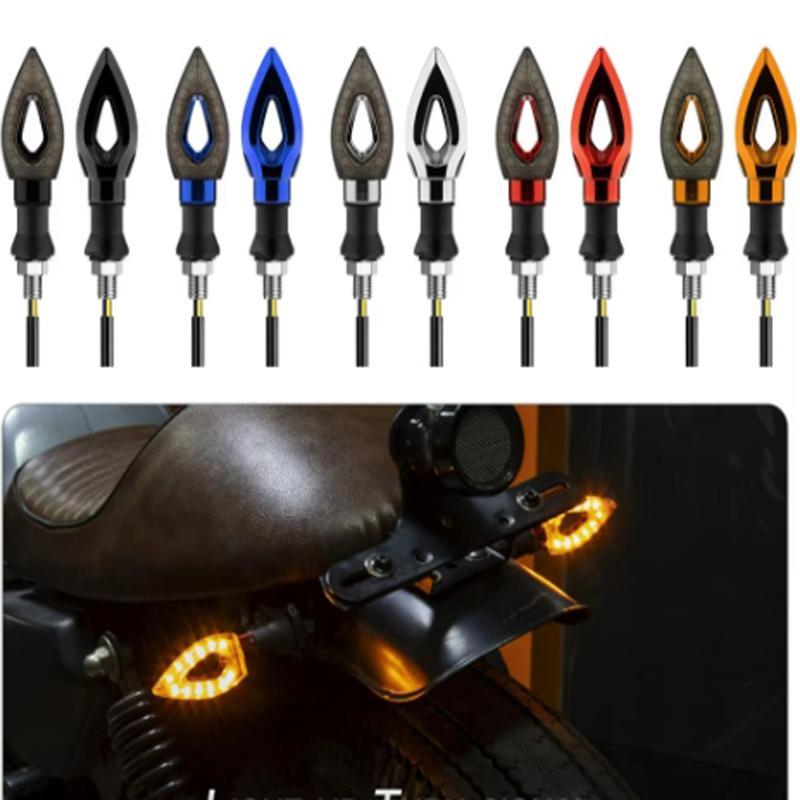 Motorcycle LED Turn Signal Indicator Light Amber Blade Lights Indicator Waterproof Universal Blinkers Flashing Moto Bike Accesso