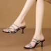 Fashion Fairy Rhinestone with Cool Slippers Female Outer Wear Summer Square Head Stepping on Shit Feeling High Heels Fashion Sandals