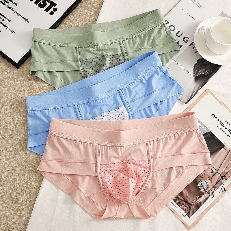 Men's Spring and Summer Sexy U Convex Pocket Breathable Mesh Briefs