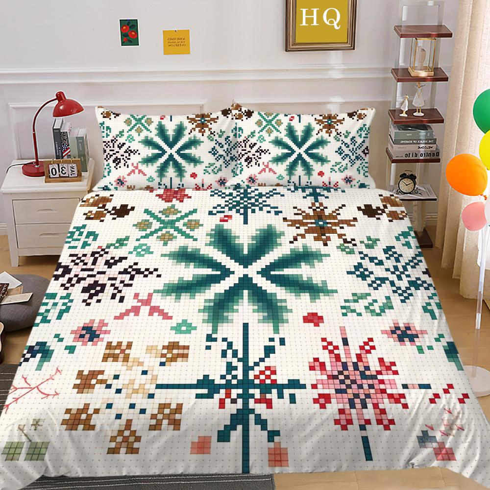 Weihnachtsdruck 3D-Druck Polyester Kissenbezug Bettbezug Zwei- oder Dreiteiliges Set