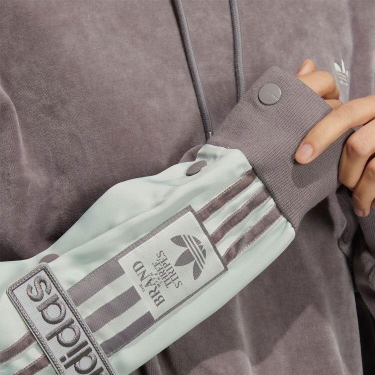 Adidas Originals Trifoil Logo Stripe Print Hoodie Femei Topuri Gri Roz IC8139