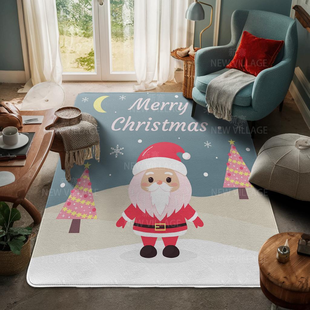 House Entrance Carpet Home Door Mat Living Room Bath Foot Bathroom Non-slip Water Absorption Rugs Bath Merry Christmas Winter