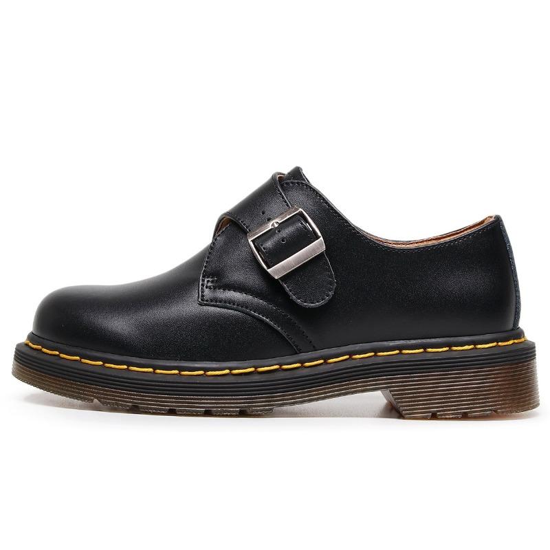 Low-top small leather shoes women's leather buckle short boots round head men's and women's casual tooling shoes