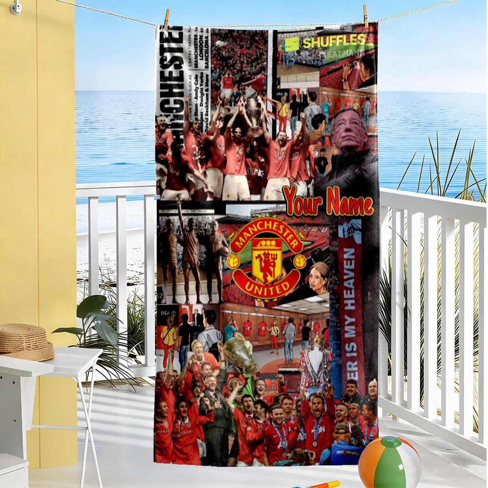 Manchester Customize Your Name Beach Towel Super Soft & Absorbent Portable for SwimmingBeachCamping Travel Beach AccessoriesGym