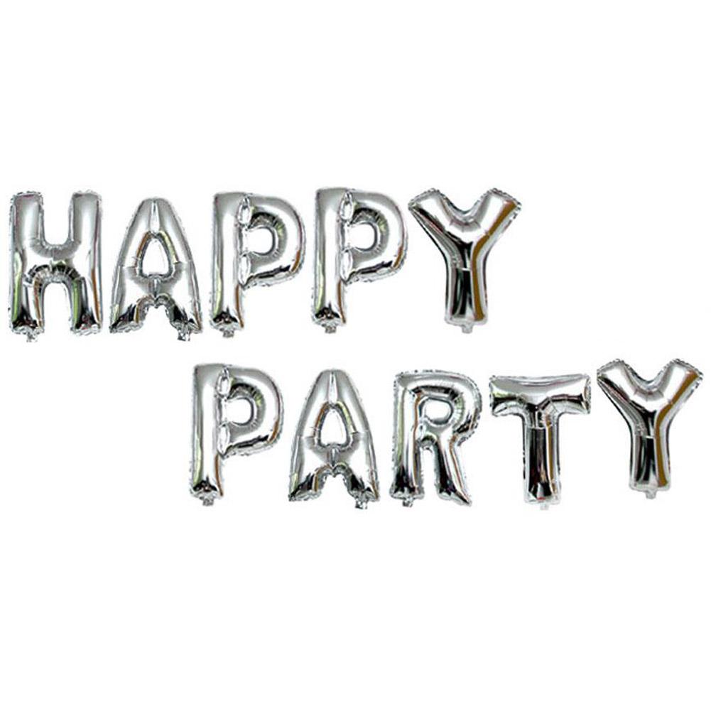 

Воздушный шар из фольгированной пленки с надписью «Happy Party» для украшения на Новый год, годовщину свадьбы Silver