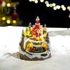 DIY Christmas Craft Accessories 2Pcs Train Music Box with Rotating Light, Snow Village Carousel Tree Ornaments Ornament, Battery/USB Powered Tabletop