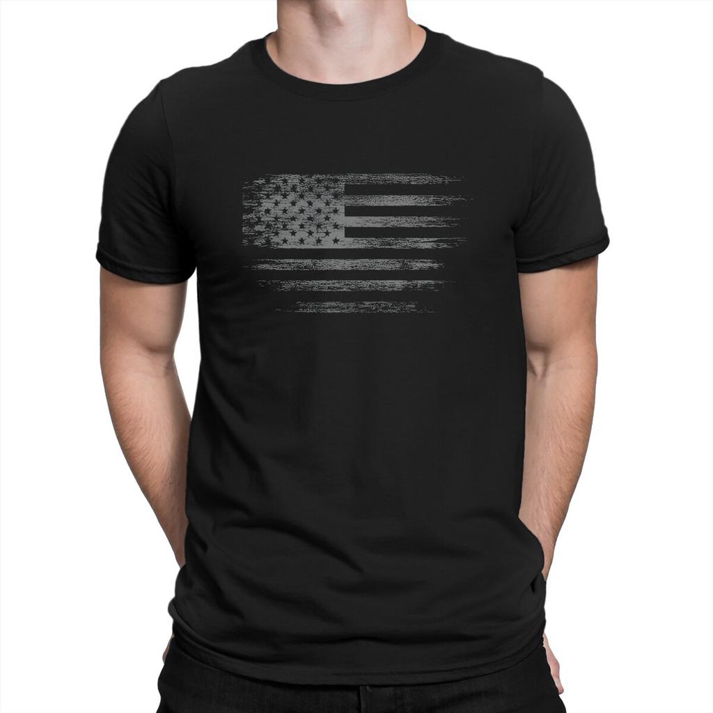 USA Flag Creative TShirt for Men   Round Neck Pure Cotton T Shirt Distinctive Gift Clothes Tops