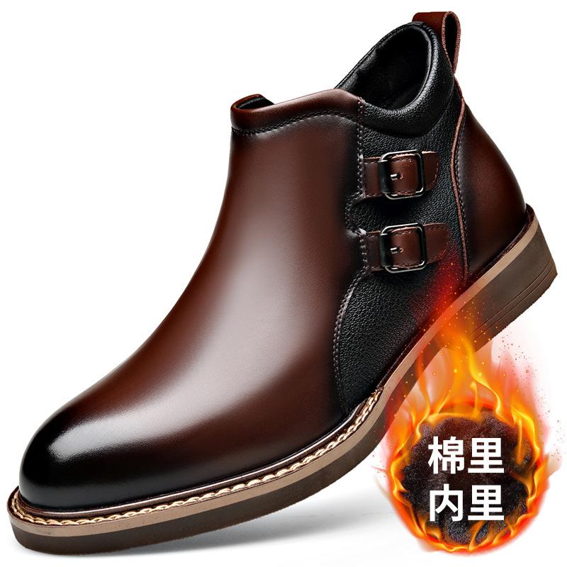 Men's shoes 2026 autumn and winter new men's boots men's high top men's shoes short boots with fleece insulation Chelsea boots