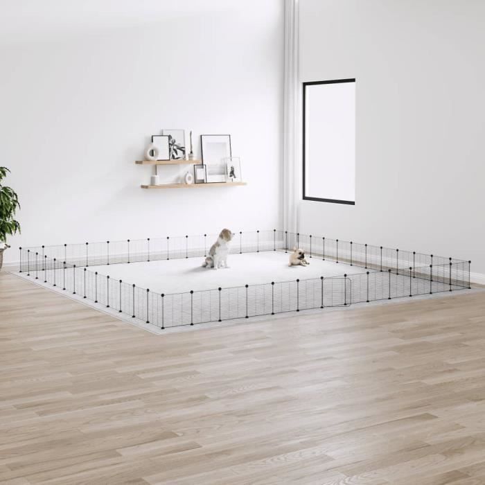 3114029 vidaXL Cage animaux de compagnie à 52 panneaux et porte Noir 35x35 cm