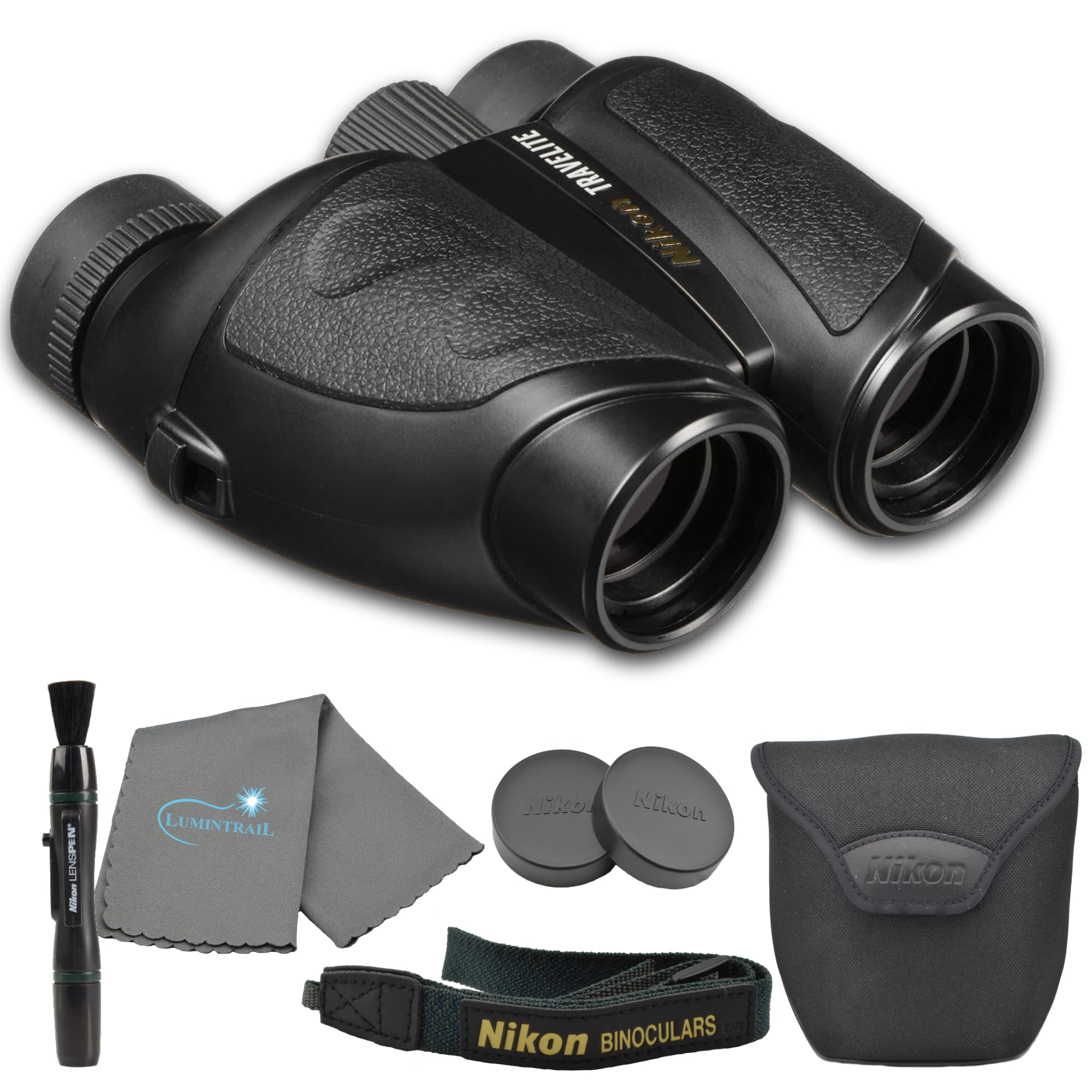 

Nikon Travelite 10 x 25 Binoculars 7278 Travel Set Black High Power Compact Bird Watching Hunting Hiking with Lens Pen Carry Case and Cloth