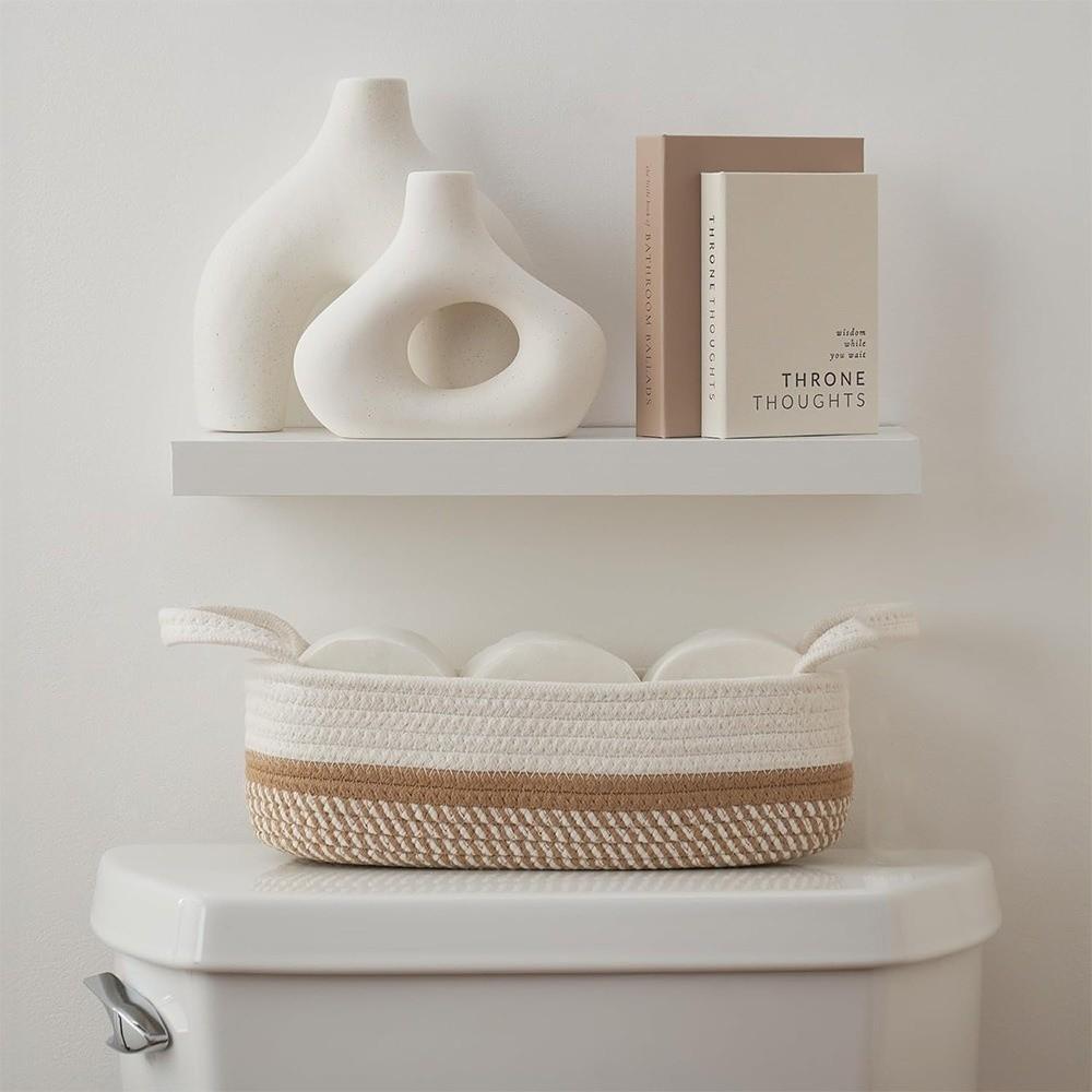 Woven Desktop Organizer Handheld Toy Storage Basket Toilet Paper Holder Home Bathroom Accessories