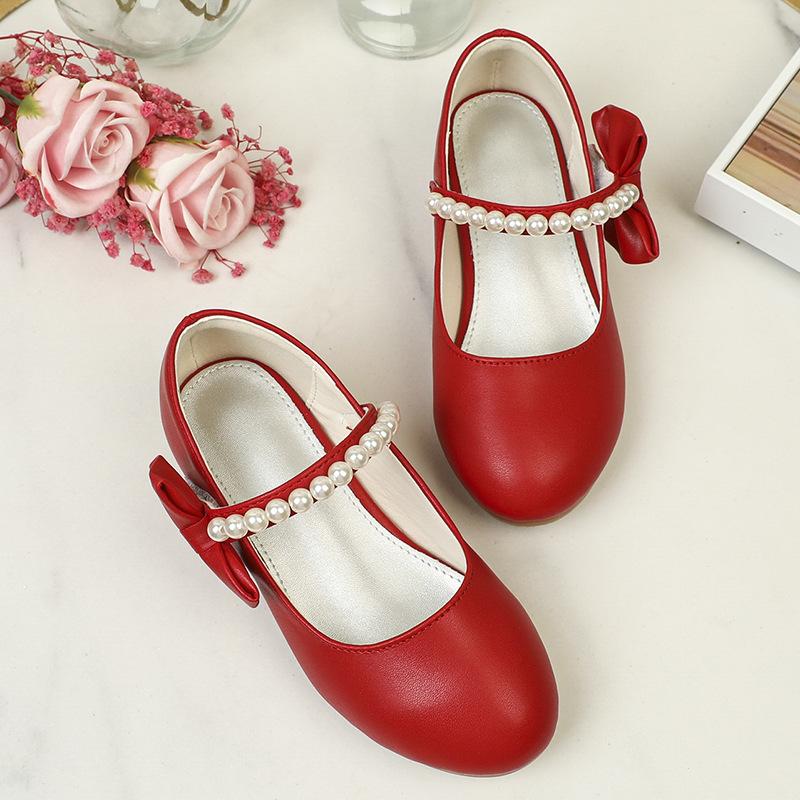 Girls' Princess Shoes White Leather Shoes Fashionable Elegant Dance Leather Shoes Graceful Princess Style Temperament Girls' Big Kids Leather Shoes