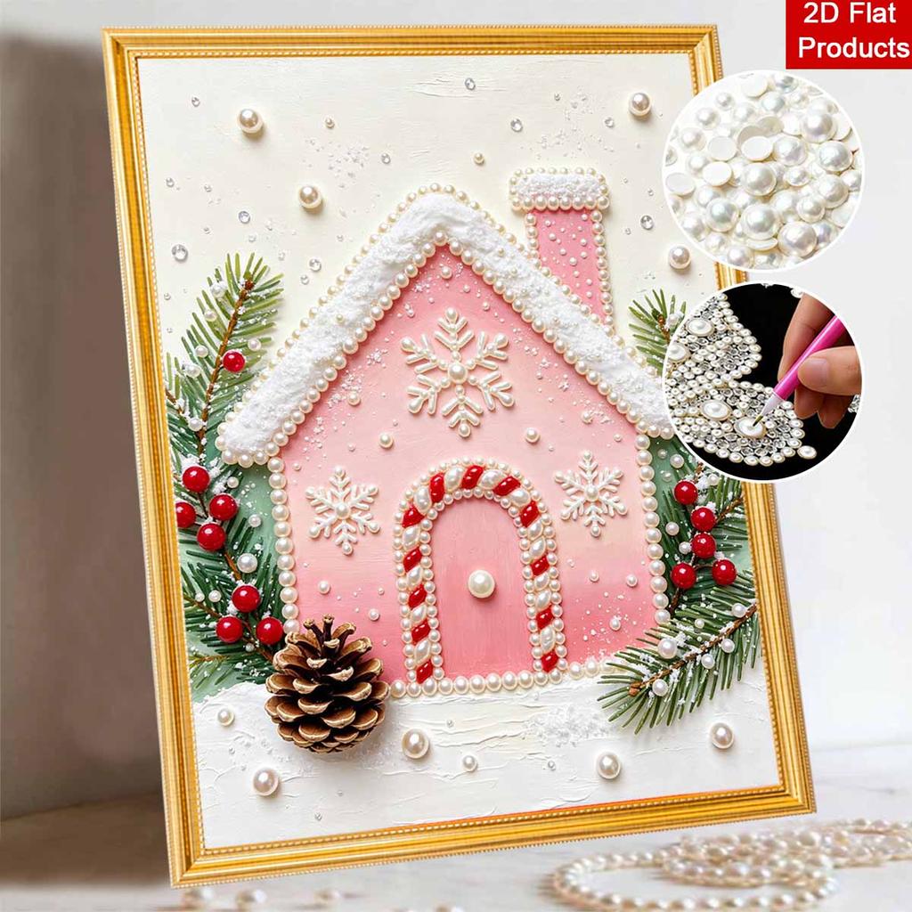Christmas Pearl Painting Kit Handmade DIY Gingerbread House Snowflake Pinecone Berry Home Decoration Painting