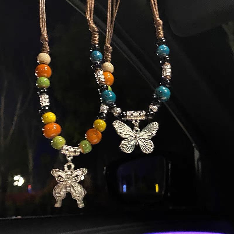 Ceramic butterfly necklace women's retro accessories new collarbone chain
