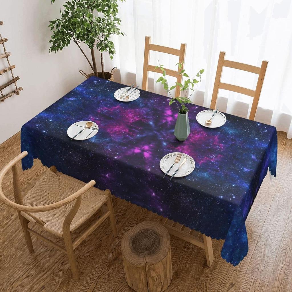 Space Galaxy Rectangle Waterproof Tablecloth Table Decor Space Starry Night Sky Kitchen Dining Tablecloth Holiday Party Decor