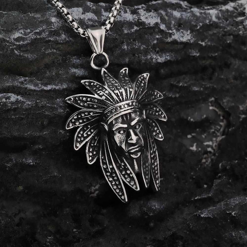 Men's Retro Indian Chief Stainless Steel Pendant