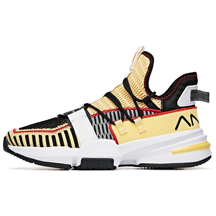 

Anta Craze 1 Cushioning Slip Resistant Mid top Basketball Shoes Men s Black Yellow 112021609-5 44.5