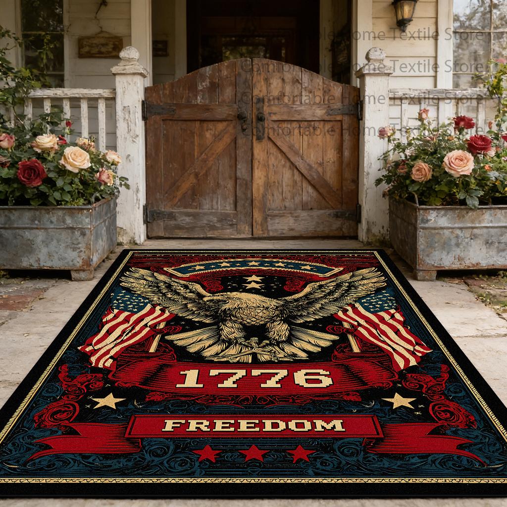 American Retro Patriotic Style Doorway Big Size Rugs Decoration Independence Day Washable Carpet Non-slip Lint-free Floor Mats