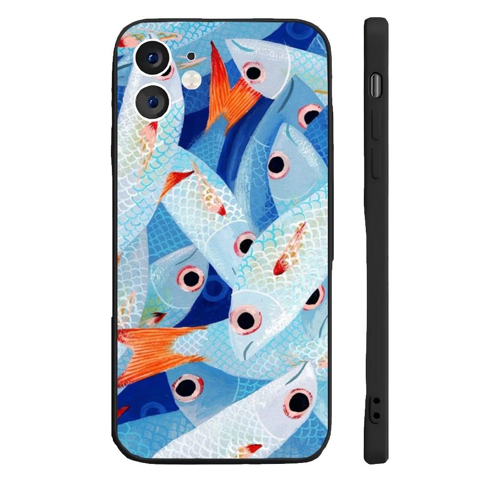 

Funny Sardines Phone Case For iPhone 17 16 15 14 13 12 11 Pro Max Mini SE 7 8 Plus 17E Shockproof Non-Slip Silicone Soft Cover iPhone 13 ProMax