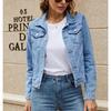 Women's Denim Jackets Fashion Female Casual Long Sleeve Lapel Solid Button Down Chest Pocket Slim Jean Jacket Fall Winter Coat
