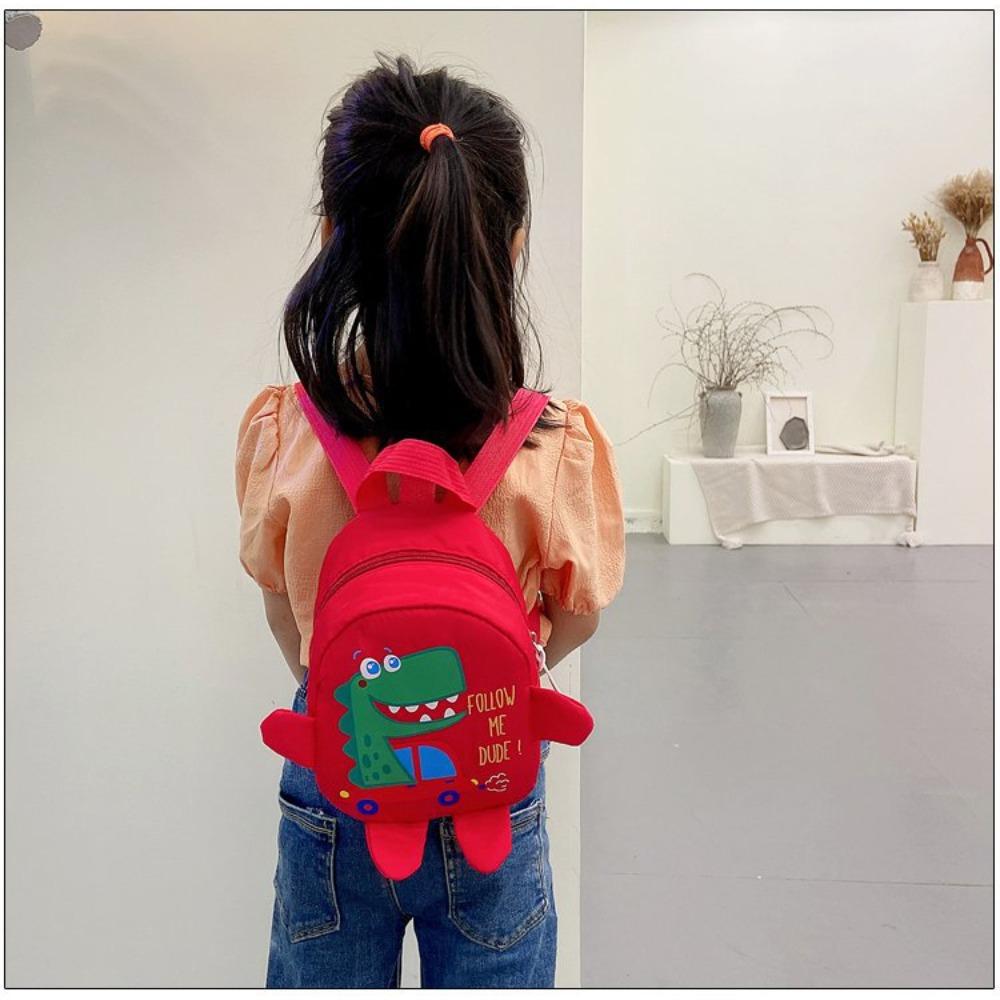 Kindergarten baby schoolbag new children s anti-lost car dinosaur printing backpack boys and girls travel backpack красный