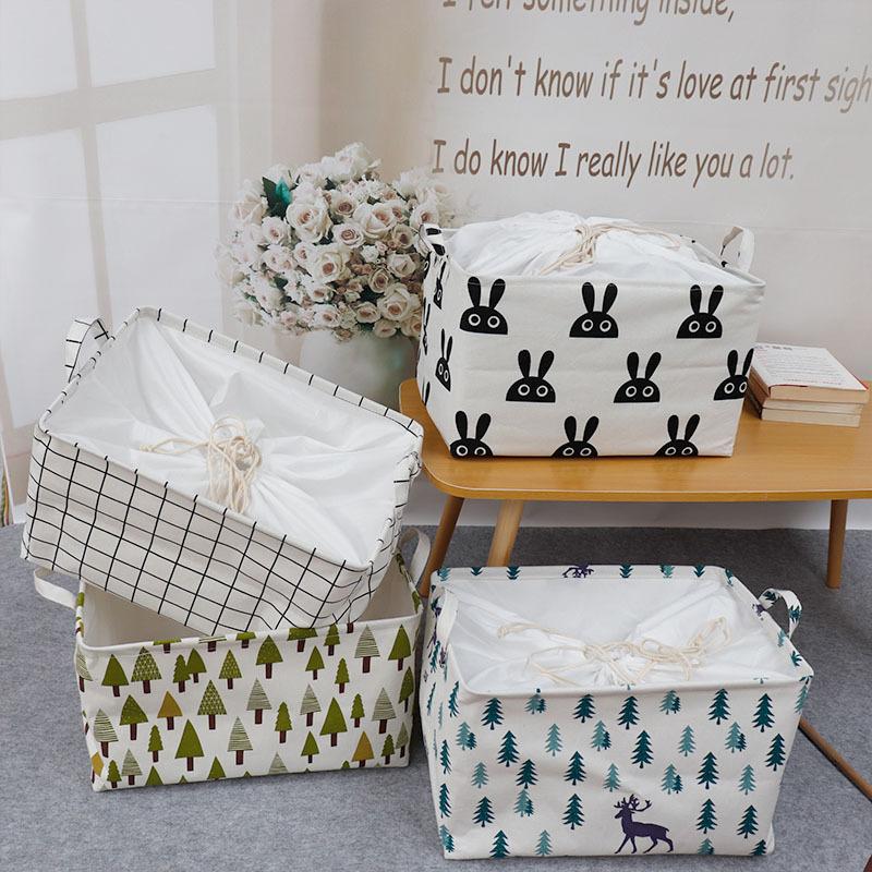 Großer Stoff-Aufbewahrungskorb mit Kordelzug, feuchtigkeitsbeständig, faltbar, Kleider- und Decken-Organizer-Box, Kordelzug, faltbarer Kleiderschrank, Aufräumtasche