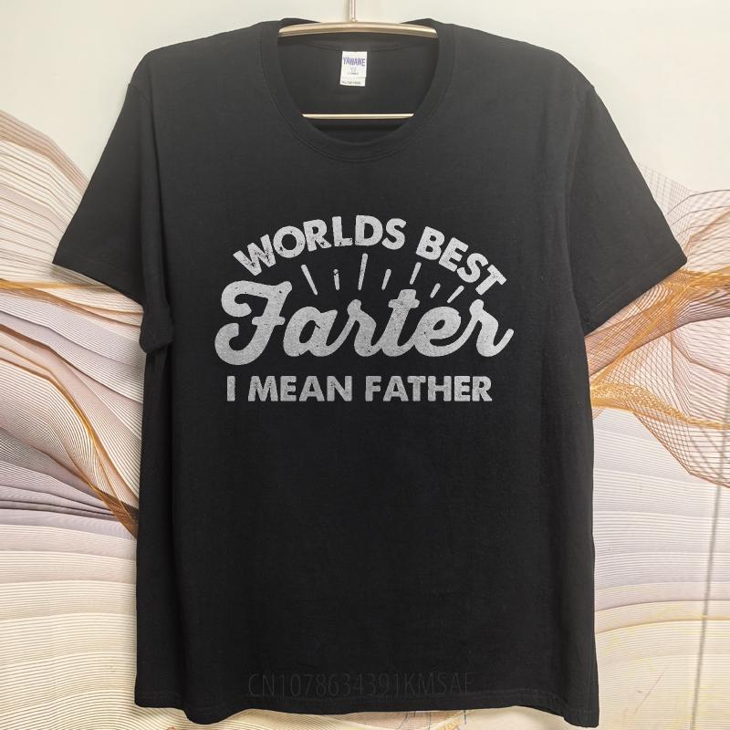 Anime ONeck Unisex Tshirt Black Summer Boys T Shirt Worlds Best Farter I Mean Father Short Sleeve Adult Crew Neck Tshirt