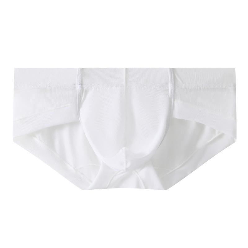 Men'S Sexy Ice Silk Mid Waist Briefs Solid Seamless U Convex Sports Panties Lingerie Underwear Large Size Summer Cool Underpant
