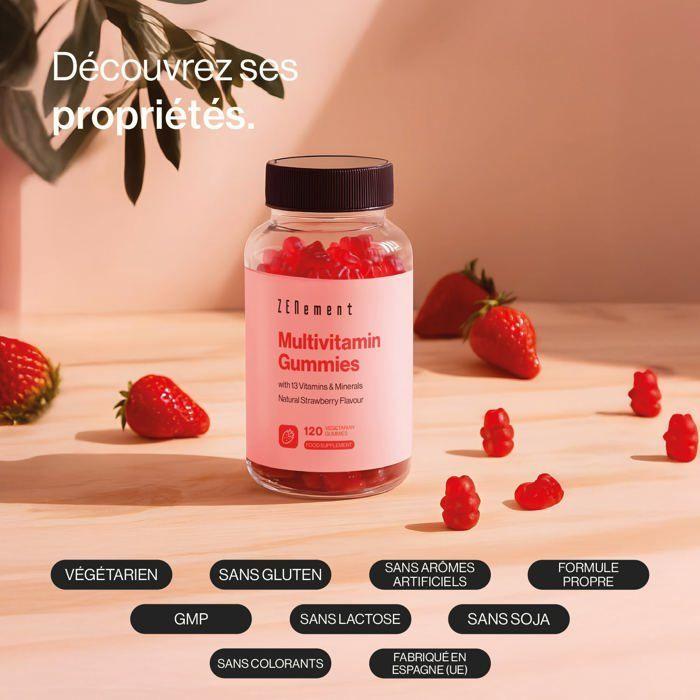 Gommes multivitamines et minéraux pour enfants et adultes avec 13 vitamines et minéraux - 120 gummies