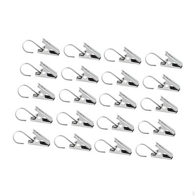 20 Stück Gardinenhaken mit Clips Rostfrei Strapazierfähig Foto für Vorhänge Drapierungen Badezimmer