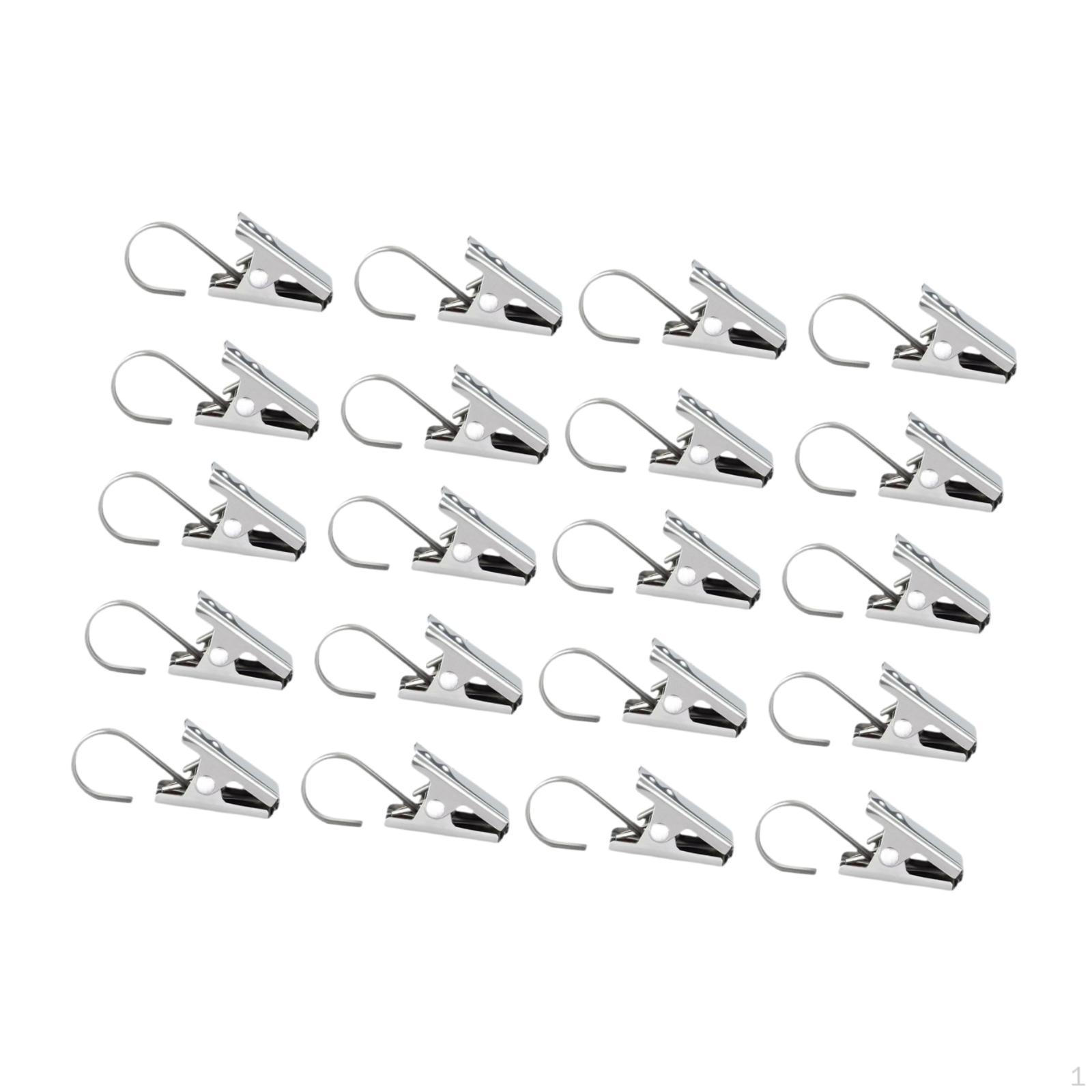 

20 Pieces Curtain Hooks with Clips Rustproof Heavy Duty Photo for Curtains Drapes Bathroom
