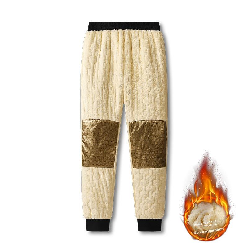 Winter Lambswool-Lined Trousers with Graphene Protective Cover Men's Loose-Fit Outdoor Fleece-Lined Thickened Thermal Long Trousers Men's Plus Size
