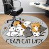 1pc Cats Crazy Office Round Area Rug, Indoor Mat Suitable For Office, Under Office Chairs Bedroom Living Room Home Decor, Room Deco