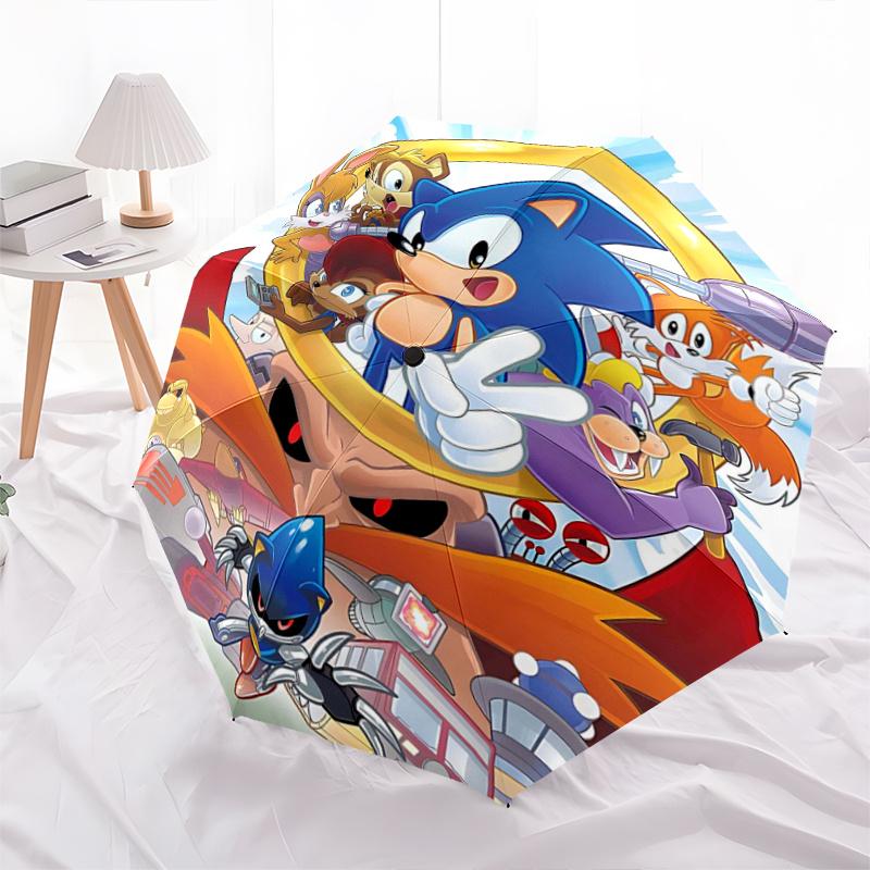 

1pc Sonic the Hedgehog Automatic Opening and Closing Umbrella - Lightweight 3-Fold Design, Suitable for Fans, Travel, Daily Use, Interesting Shap