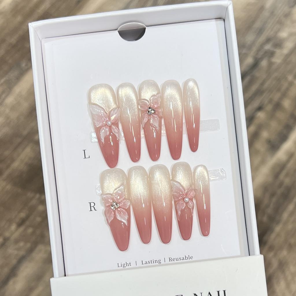 French Glass Cat Eye Nail Art Ice Crack Three-dimensional Carving Wear Armor Pure Handmade