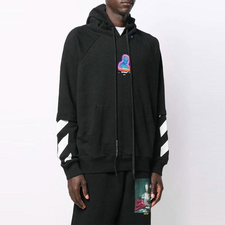 Off-White Thermo Double Sleeve Hoodie Black Men Tops OMBB051E19E300061088