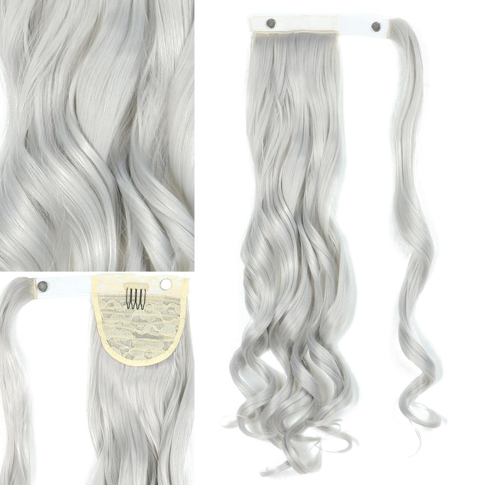 

LISI HAIR Синтетические 22-дюймовые длинные волнистые заколки в хвосте для наращивания волос Блондинка, черный натуральный кусок волос 55 CM