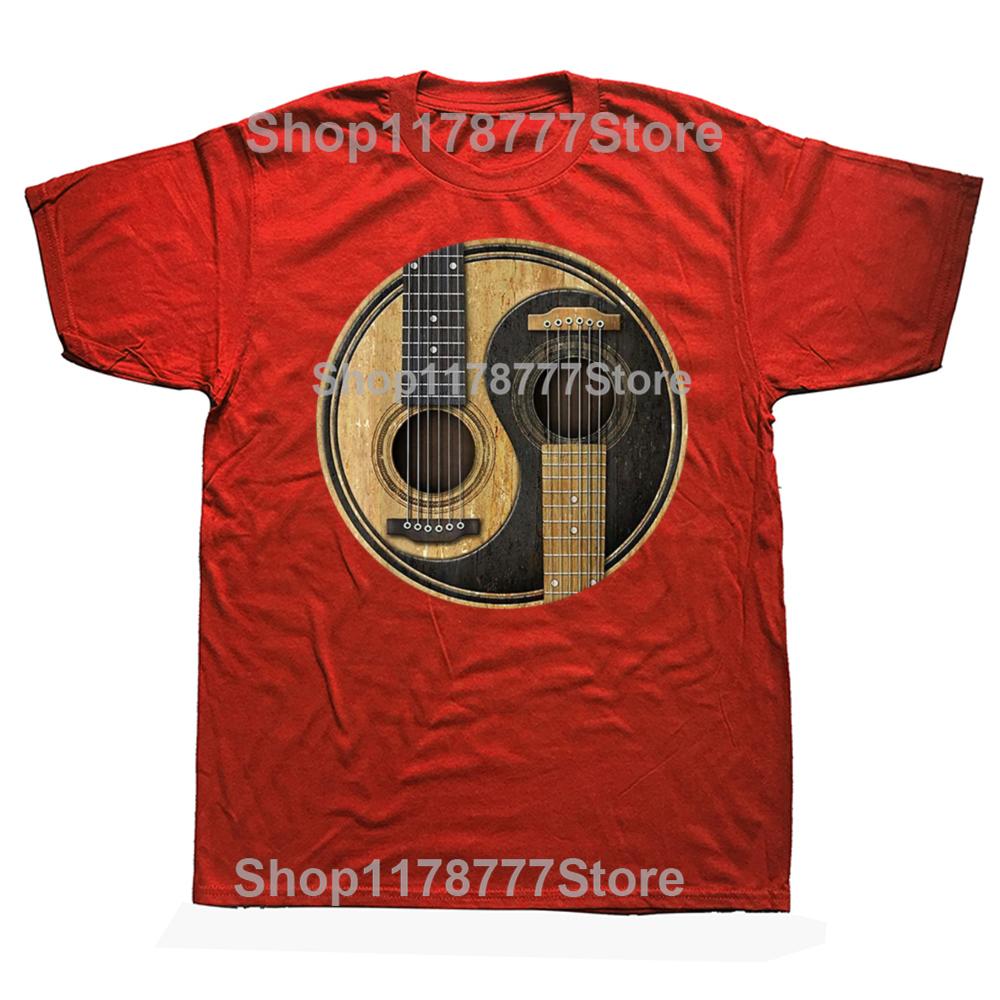 

Yin Yang Acoustic Electric Guitar TShirts Tai Chi Chinese Taiji Men T Shirts Awesome Rock Music Tee Shirt DJ Party Clothing S