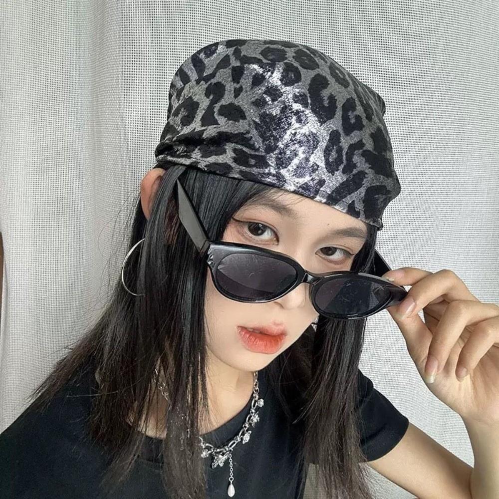 Y2K Leopard Print Hair Scarf Soft Wrap Punk Bandana Turban Accessories Triangular Headscarf  Ladies
