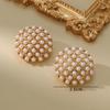 Morning Dew Flower Stamen "original Retro Handmade Full Set Pearl Round Earrings French High-end Light Luxury Matching