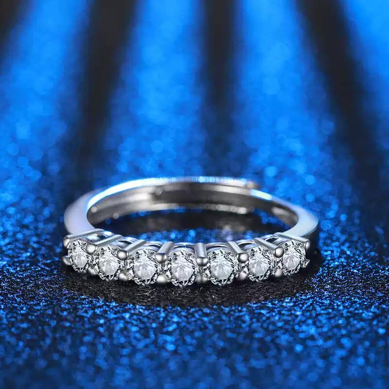 New zircon ring, women's light luxury high-end sense, niche seven princesses stacking rings, diamond rings, zircon diamonds