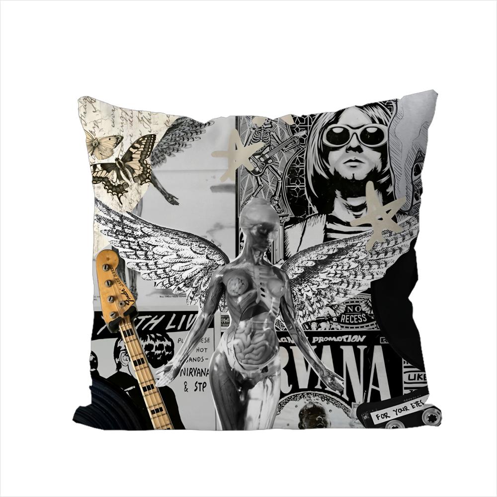 Band NNirvanaes Pillow Case For Car Sofa Decorative Home Doublesided Print Plush Square Throw Pillow Cushion Cover