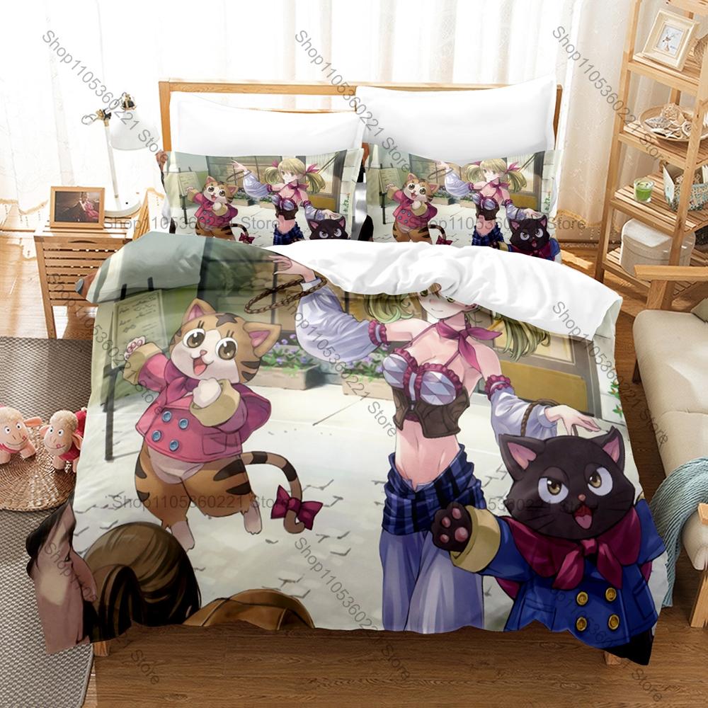 Atelier Totori The Adventurer of Arland Duvet Cover + 2 Pillowcases Alchemist Game Polyester Gamer Bedroom Decor