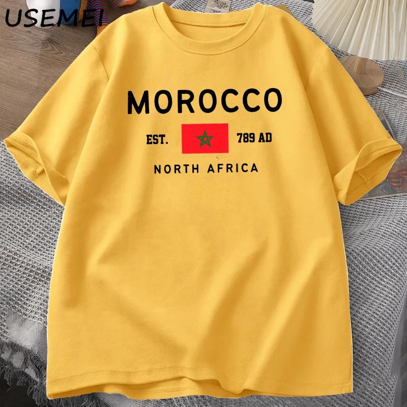 Morocco North Afric T-shirt Men Moroccan Flag T Shirt Oversized Graphic Tees Cotton Short-sleeve Man Clothing Streetwear