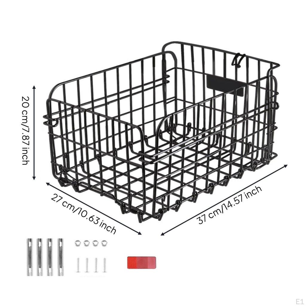 Mountain Bike Rear Basket Reflective Foldable RustResistant for School, Shopping,